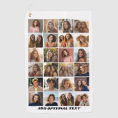 24 Fotocollage - Aangepaste tekst - Zwart en wit Golfhanddoek (Voorkant)