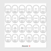 24 herbes et épices de cuisine, autocollant étique (Feuille)