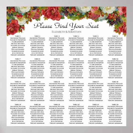 24 Herfst Flowers Wedding Seating Chart Poster (Voorkant)