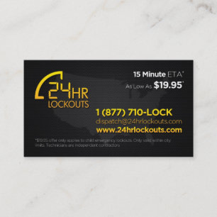 24-Hour Lockouts-Visitekaartje Kortingskaartje