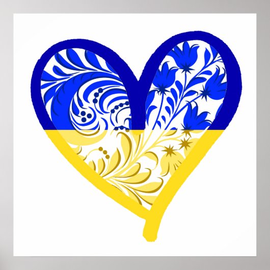 24-inch vierkant poster - ondersteuning Oekraïne (Voorkant)