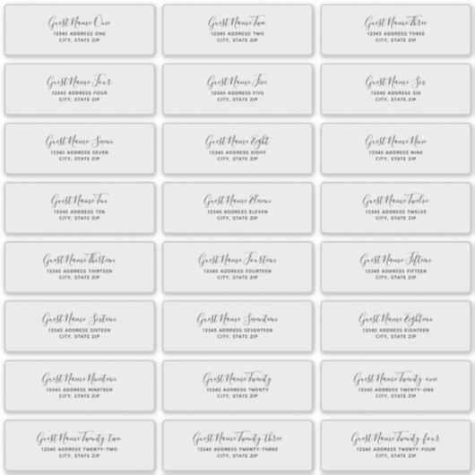 24 Individual Wedding Guest Address Labels (Voorkant)