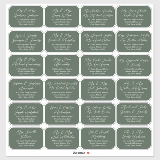 24 Individuele Script Bruiloft Gast Adresetiketten Sticker (Vel)