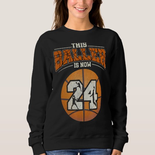 24 jaar Basketball 24th Birthday Girl Boy Bball Trui (Voorkant)