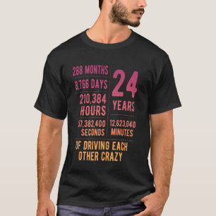 24 Jaar Getrouwd Grappige 24e Huwelijksverjaardag T-shirt