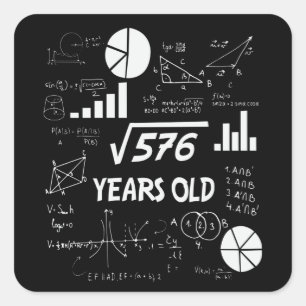 24 jaar oude Bday Wiskunde Teacher 24e verjaardags Vierkante Sticker