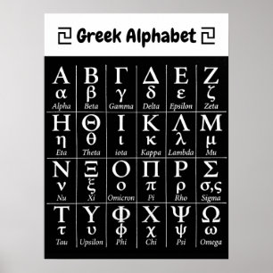 24 Oude Griekse Alfabet in Volgorde Verticaal Poster