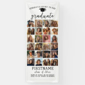 24 Photo Collage Afstuderen Modern Minimal White Spandoek (Verticaal)