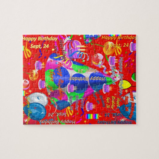 24 september, Birthday Jigzaag Puzzle Legpuzzel (Horizontaal)