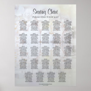 24 Tabel White Reflections Wedding Seating Chart Poster