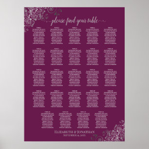24 Tableau Argent et Cassis Mariage