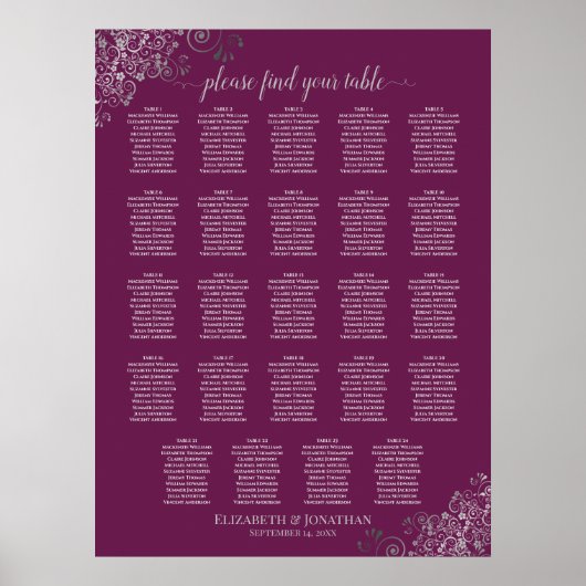 24 Tableau Argent et Cassis Mariage (Devant)