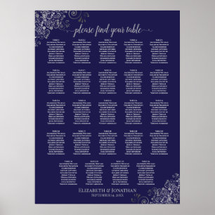 24 Tableau Argent et Mariage bleu marine Tableau d