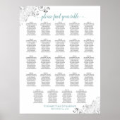 24 Tableau Blanc et Turquoise Chic Mariage Tableau (Devant)