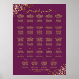 24 Tableau Cassis Mariage en or violet