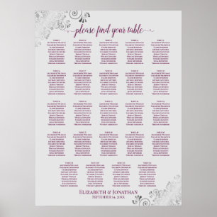 24 Tableau Cassis Mariage gris pourpre