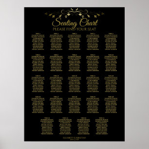 24 Tableau Chic Gold & Black Mariage Tableau de si