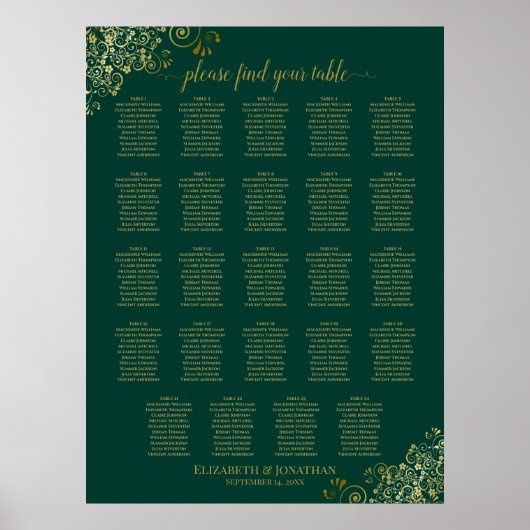 24 Tableau Emerald Green Gold Mariage (Devant)