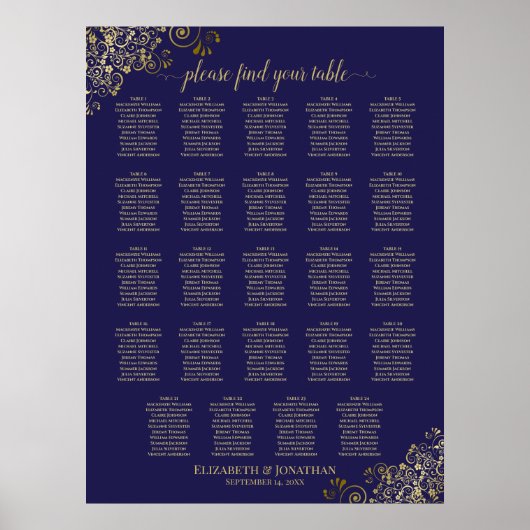 24 Tableau Gold Marine Bleu Chic Mariage Tableau d (Devant)