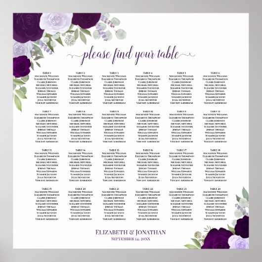 24 Tableau Tableau Rustique Violet Rose Mariage Si (Devant)