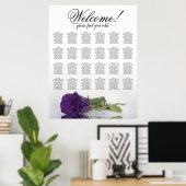 24 Tafel Royal Paars Roos Wedding Seating Chart Poster (Thuiskantoor)