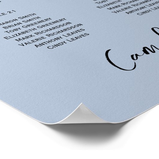 24 TEKST Rustisch Dusty Blue FOTO SEATING CHART Poster (Hoek)