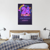 24 uur Open Neon Teken Templet Canvas Afdruk (Insitu (Slaapkamer))