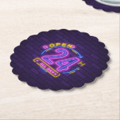 24 uur Open Neon Teken Templet Kartonnen Onderzetters (Gekanteld)