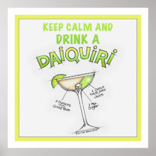 24" X 24" DAIQUIRI RECEPT COCKTAIL KUNST POSTER