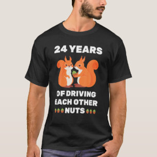 24e 24-jarig weddenschap Jubileum grappig paar voo T-shirt
