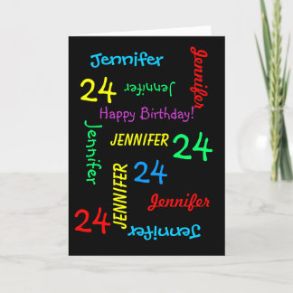24e Anniversaire Carte personnalisée N'importe que
