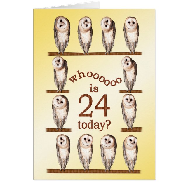 24e anniversaire, Curious owls card. (Devant)