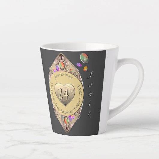 24e anniversaire du Mariage Opal Latte Mug (Droite)