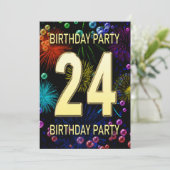24e anniversaire Fête Invitation Fireworks Bubbles (Debout devant)