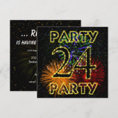 24e anniversaire invitation avec feu d'artifice (Devant / Derrière)