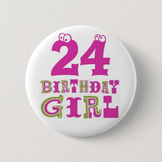 24e Birthday Girl Button Badge (Voorkant)