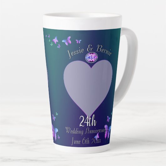 24e bruiloft Jubileum Blue Latte Mok (Rechterhoek)