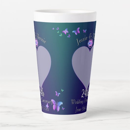 24e bruiloft Jubileum Blue Latte Mok (Voorkant)