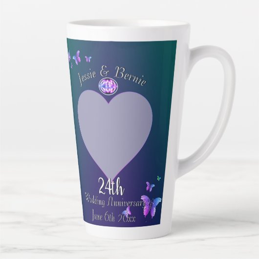 24e bruiloft Jubileum Blue Latte Mok (Rechts)