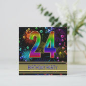 24e fête d'anniversaire Invitation avec bulles (Debout devant)