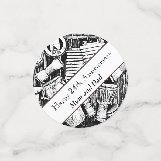 24e Jubileum bewerkbaar Confetti (Kleine voorkant)