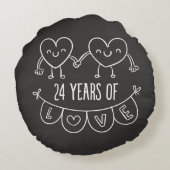 24e Jubileum Gift Chalk Hearts Rond Kussen (Achterkant)