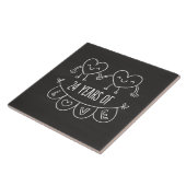 24e Jubileum Gift Chalk Hearts Tegeltje (Zijkant)