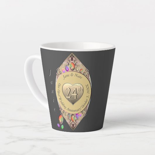 24e Opal Bruiloft Jubileum Latte Mok (Linkerhoek)