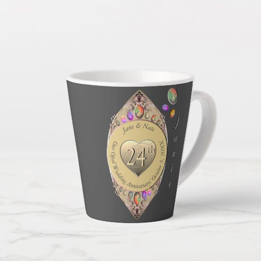 24e Opal Bruiloft Jubileum Latte Mok (Rechterhoek)