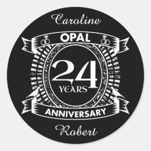24E trouwdag opal Ronde Sticker
