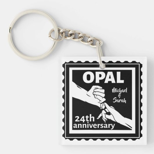 24e trouwdag traditionele opal sleutelhanger (Voorkant)