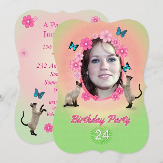 24e uitnodiging van de Birthday Party (Voorkant / Achterkant)