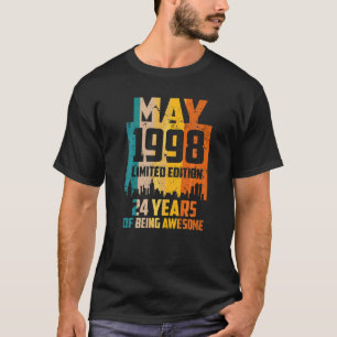 24e verjaardag 24 jaar Geweldige sinds mei 1998 Vi T-shirt