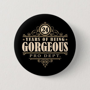 24e verjaardag (24 jaar van schitterende afkomst) ronde button 5,7 cm
